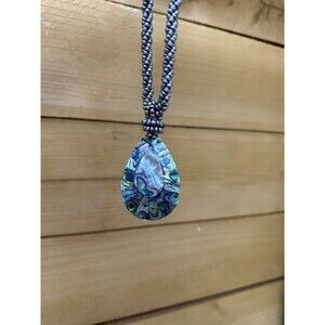 Bamboo Source Island Inspired Jewelry Necklace Abalone Teardrop